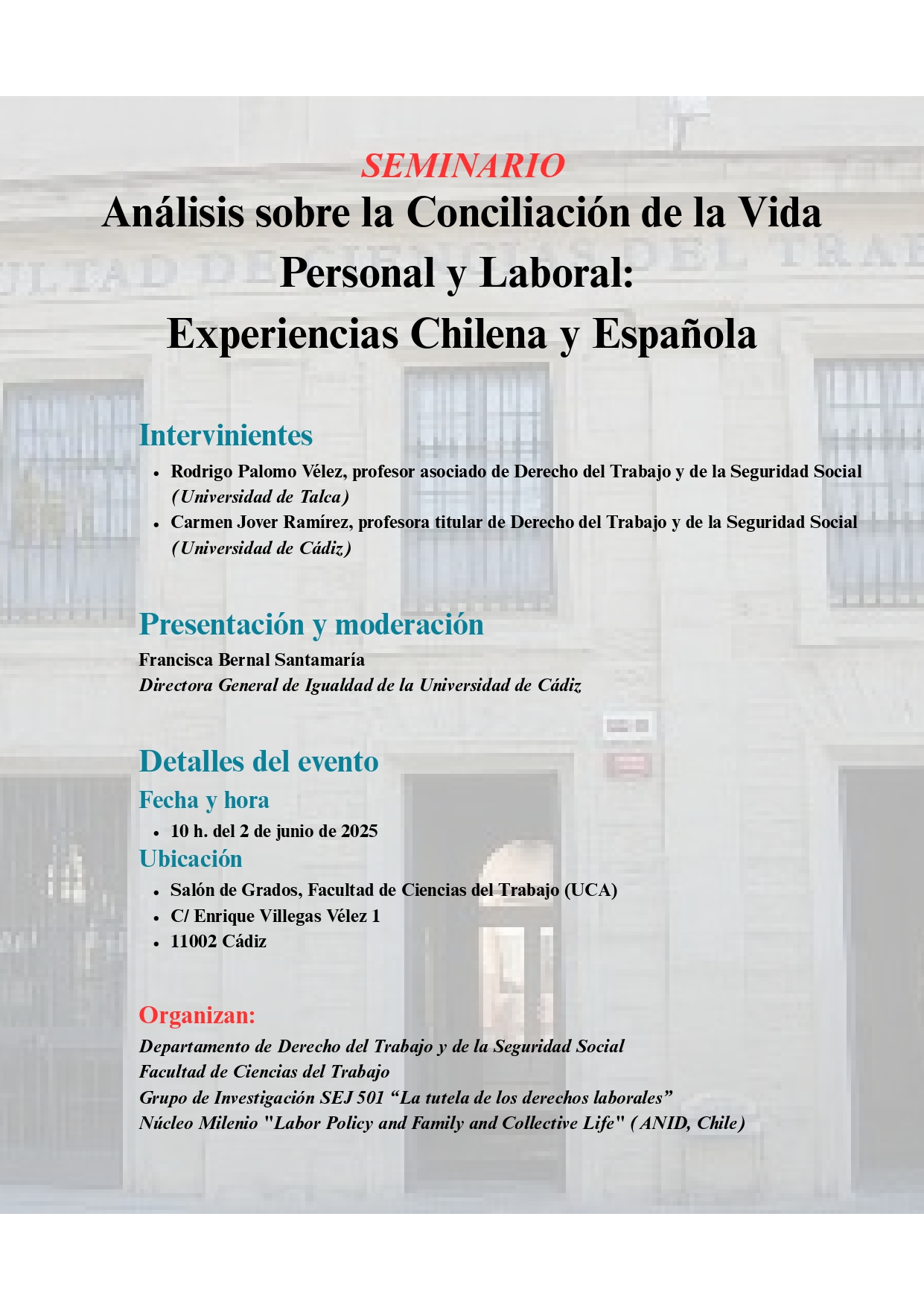 Seminario “Análisis sobre la Conciliación de la Vida Personal y Laboral: Experiencias Chilena y Española”