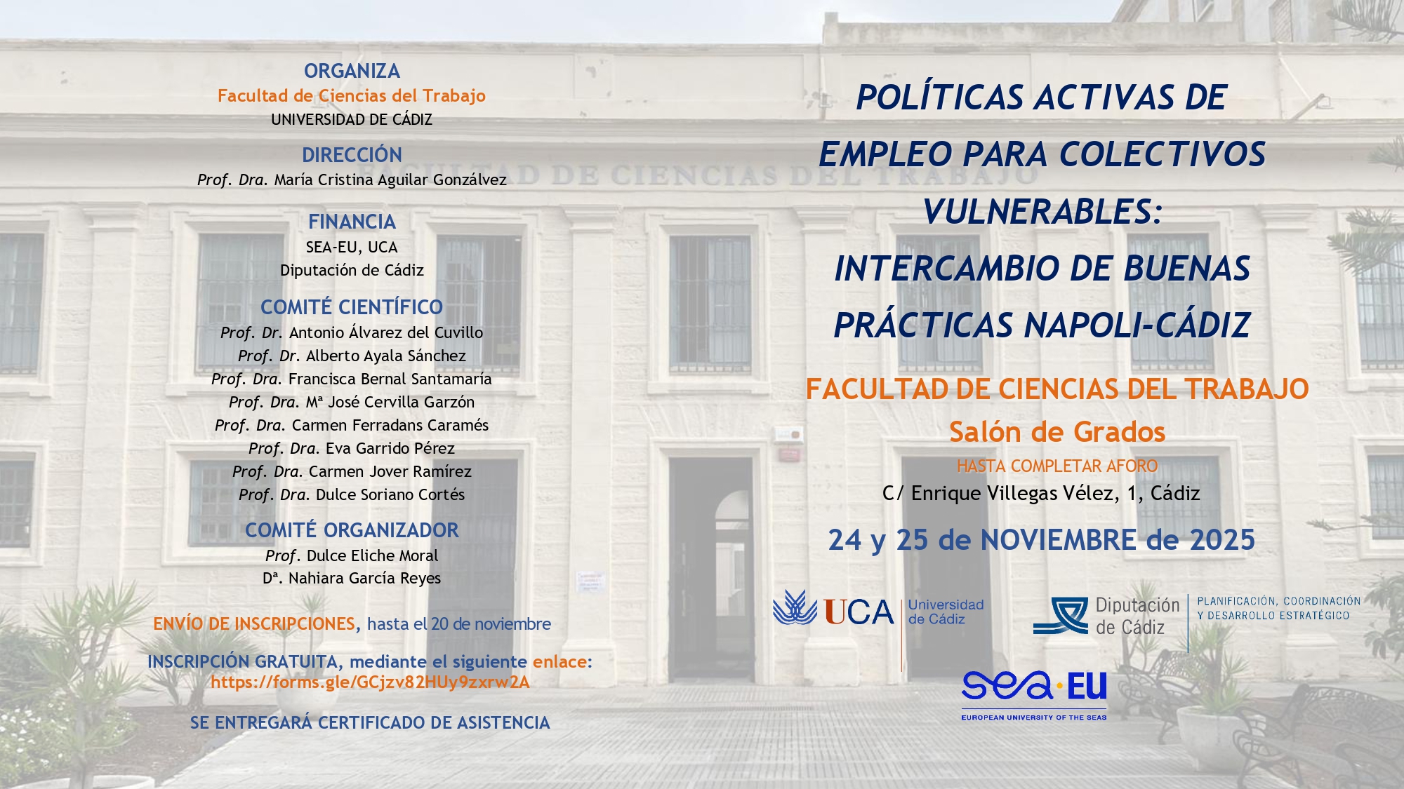 Congreso “Políticas activas de empleo para colectivos vulnerables: intercambio de buenas prácticas Napoli-Cádiz”