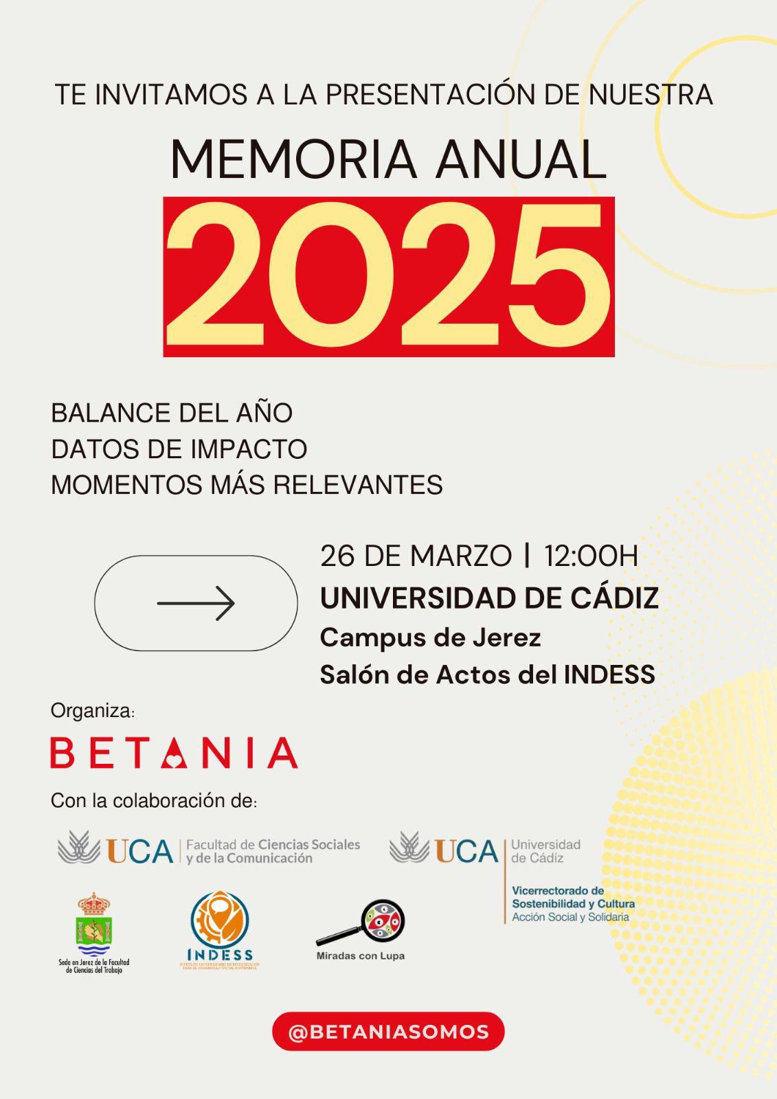 Presentación del informe anual de la entidad social Betania.