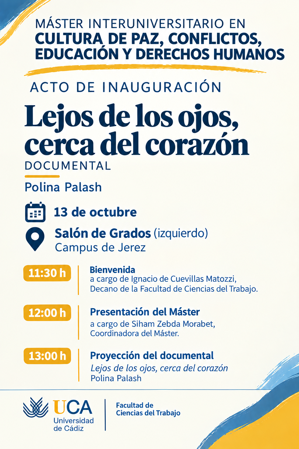 Acto de inauguración del Máster en Cultura de Paz, Conflictos, Educación y Derechos Humanos